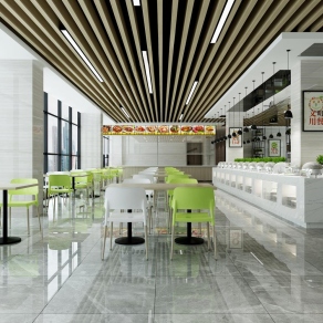 现代员工食堂3D模型下载